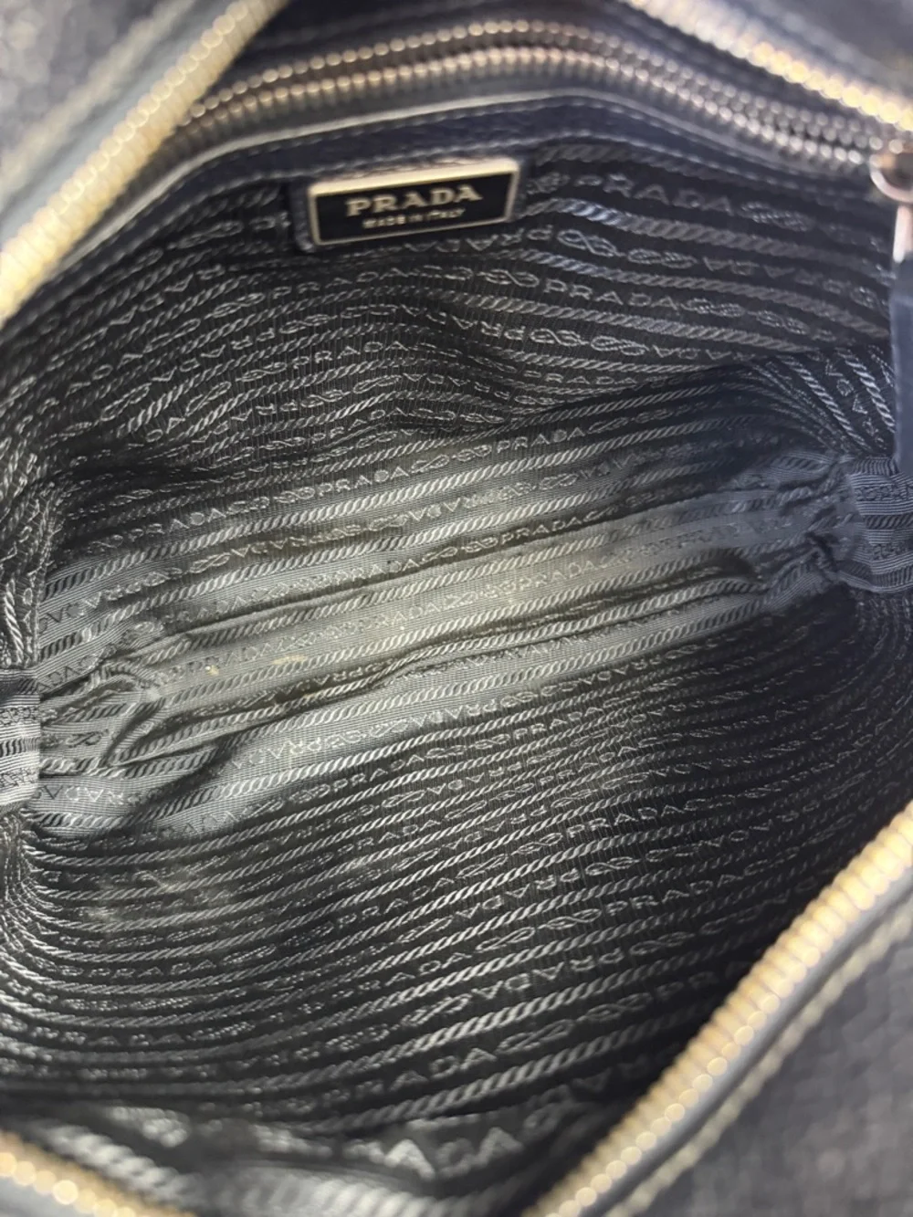 Prada Navy Blue Pebbled Leather Messenger Bag with Branded Strap - Picture 13 of 16